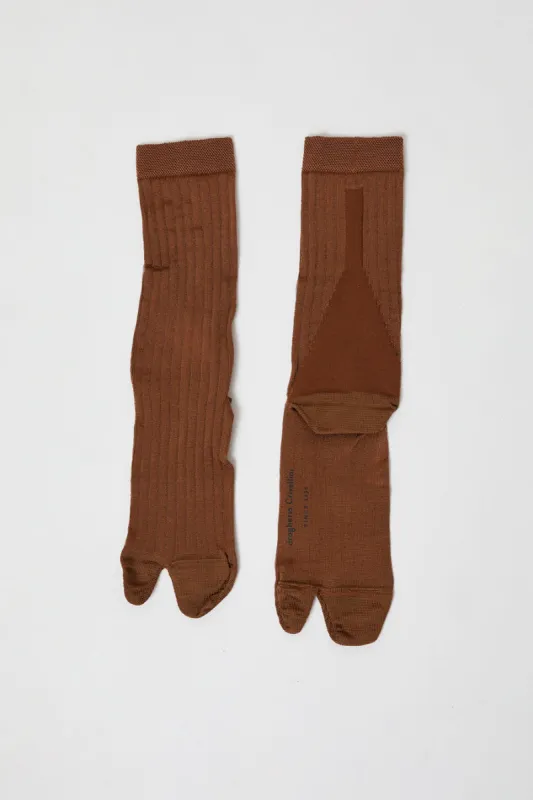 Drogheria Crivellini Viscose Tabi Socks in Camel sold by No. 6