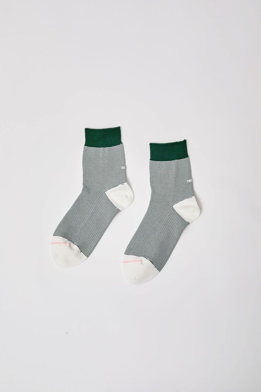 Rototo Fine Stripe Mini Crew Socks in Dark Green sold by No. 6 product image thumbnail 3