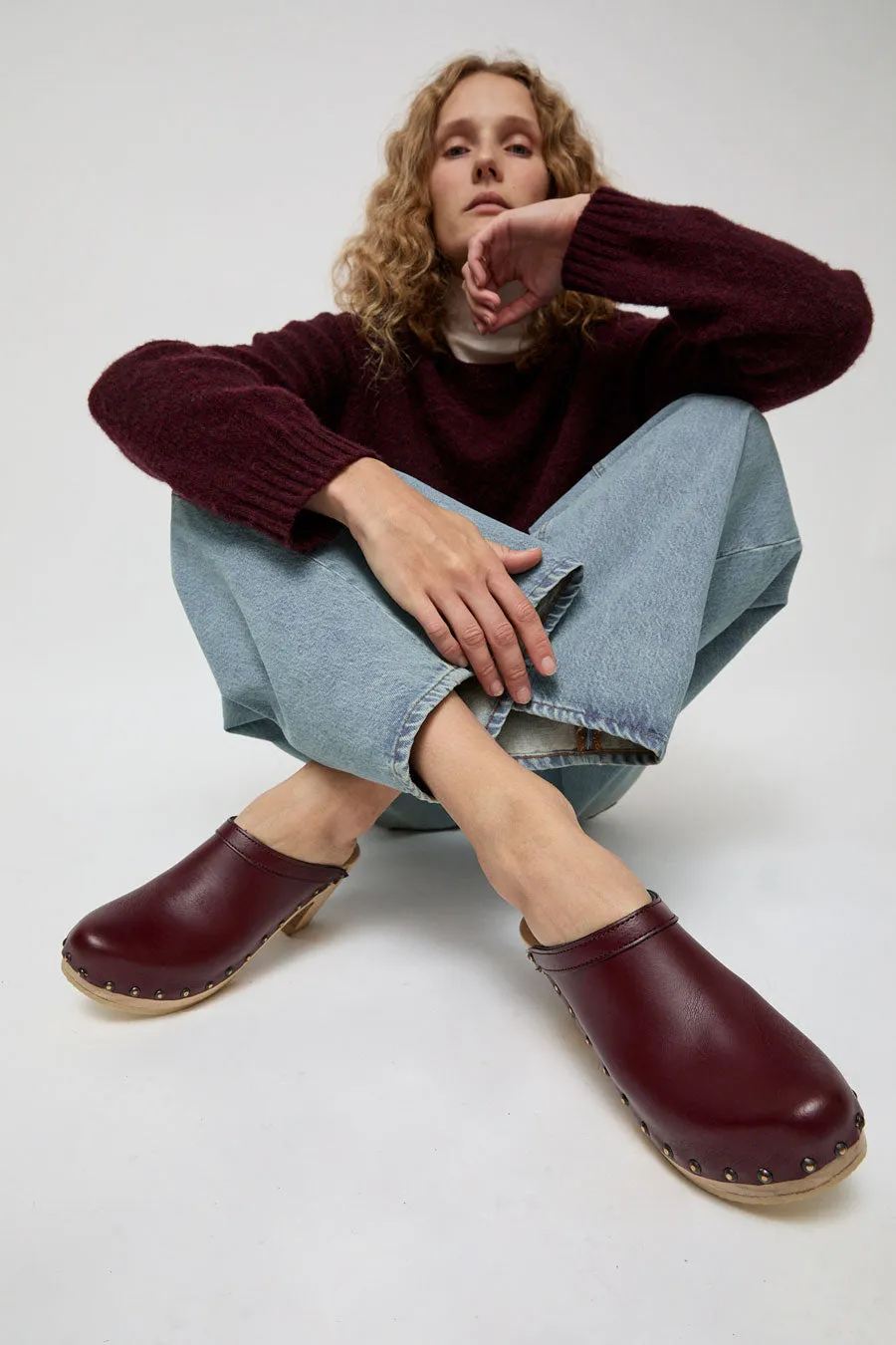 No.6 Old School Studded Clog on High Heel in Maroon sold by No. 6 product image thumbnail 3