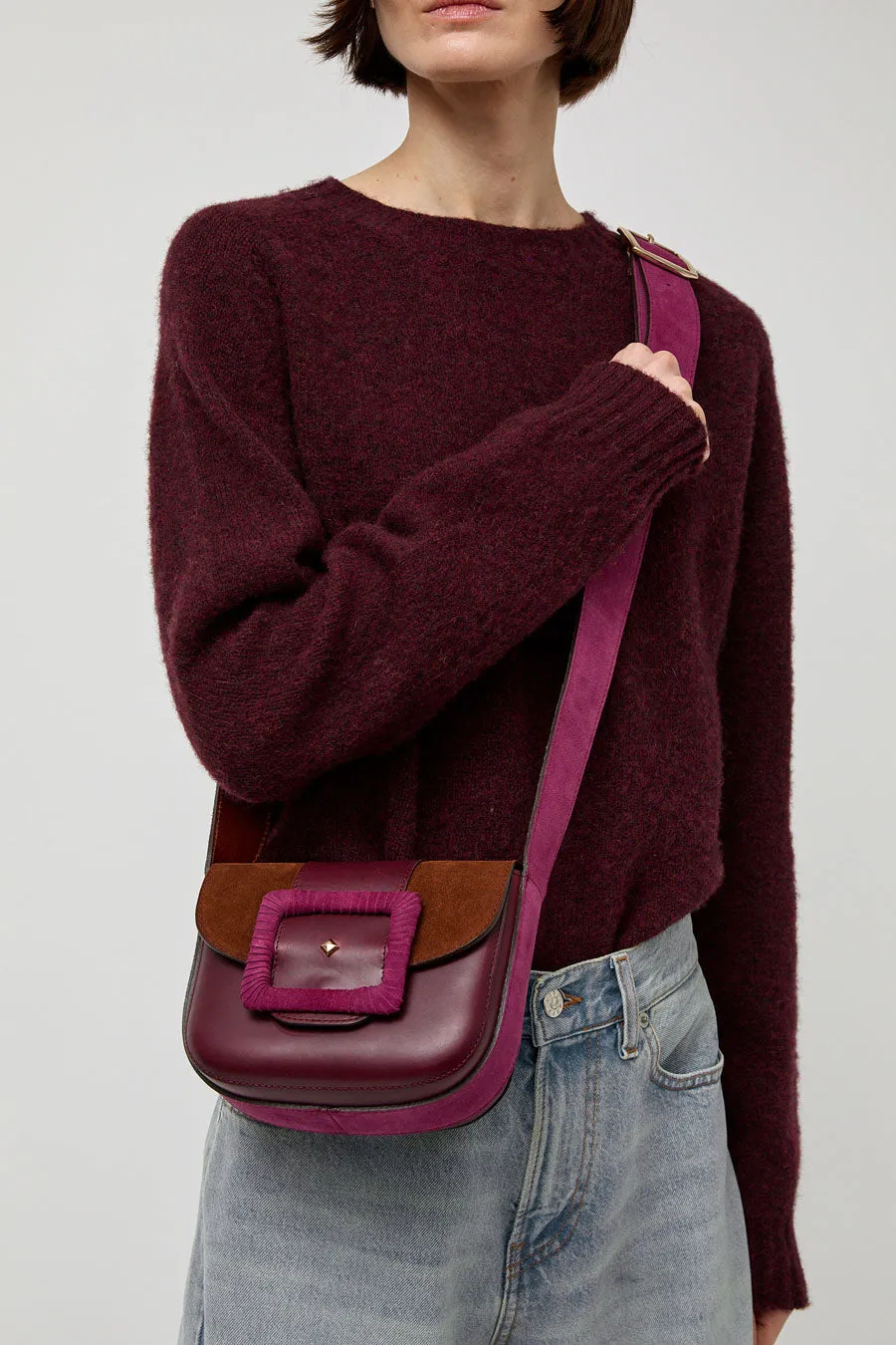 Herbert Frere Soeur Le June Bi-Mat Bag in Bordeaux and Choco Camp and Cardinal sold by No. 6