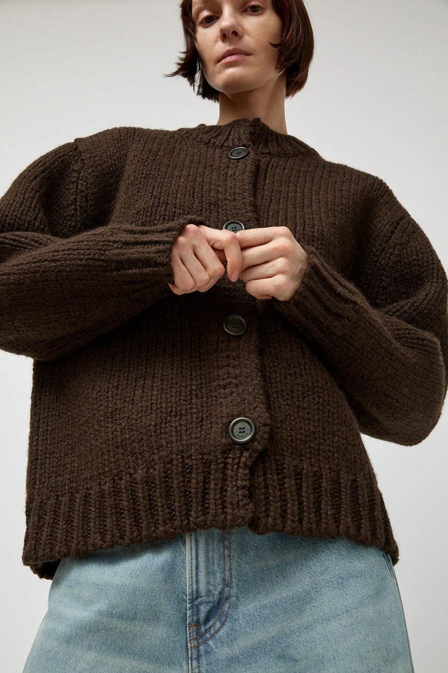 Amomento Hand Knitted Cardigan in Dark Brown sold by No. 6 product image thumbnail 3