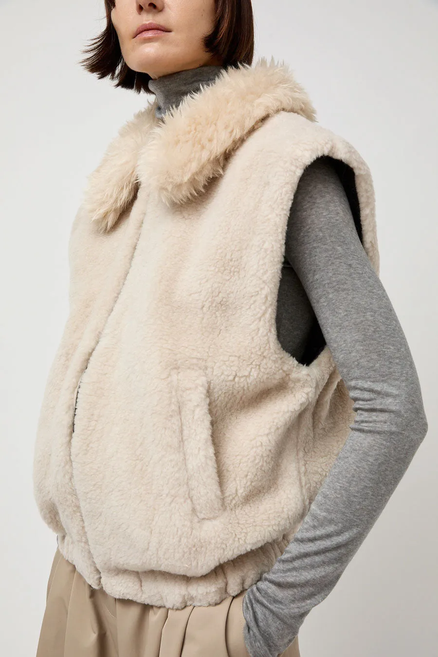 Amomento Shearling Detachable Sleeve Jumper in Ivory sold by No. 6 product image thumbnail 3