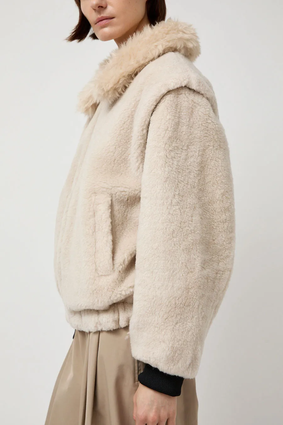 Amomento Shearling Detachable Sleeve Jumper in Ivory sold by No. 6 product image thumbnail 4