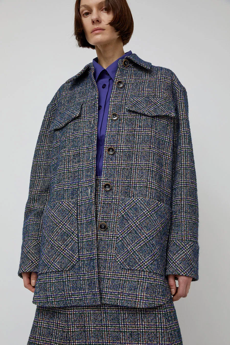 Rodebjer Avril Boucle Jacket in Utility Blue sold by No. 6