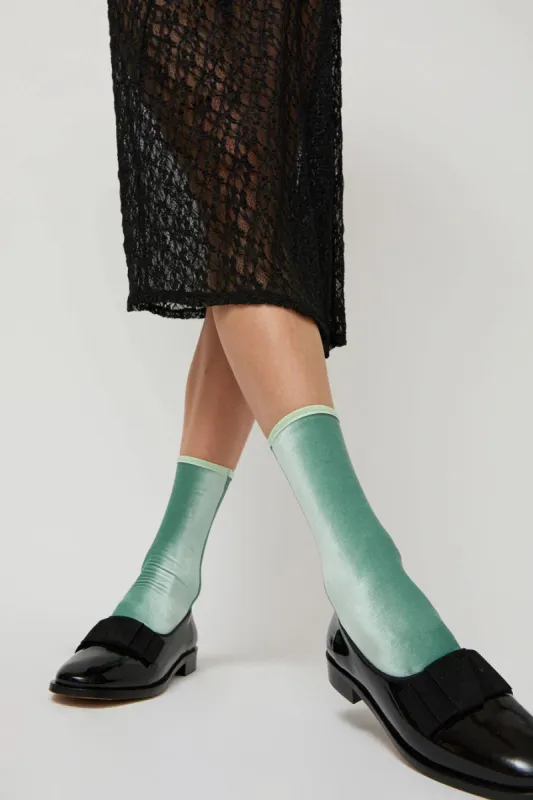 Simone Wild Velvet Ankle Socks in Pistachio made by No. 6