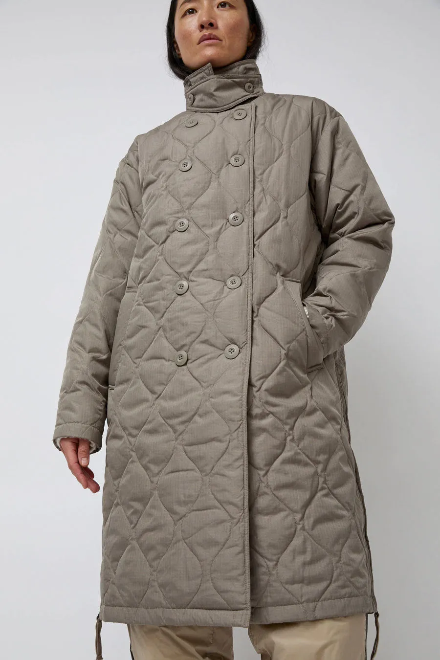 TAION Military Breasted Long Down Jacket in Light Mocha sold by No. 6 product image thumbnail 3