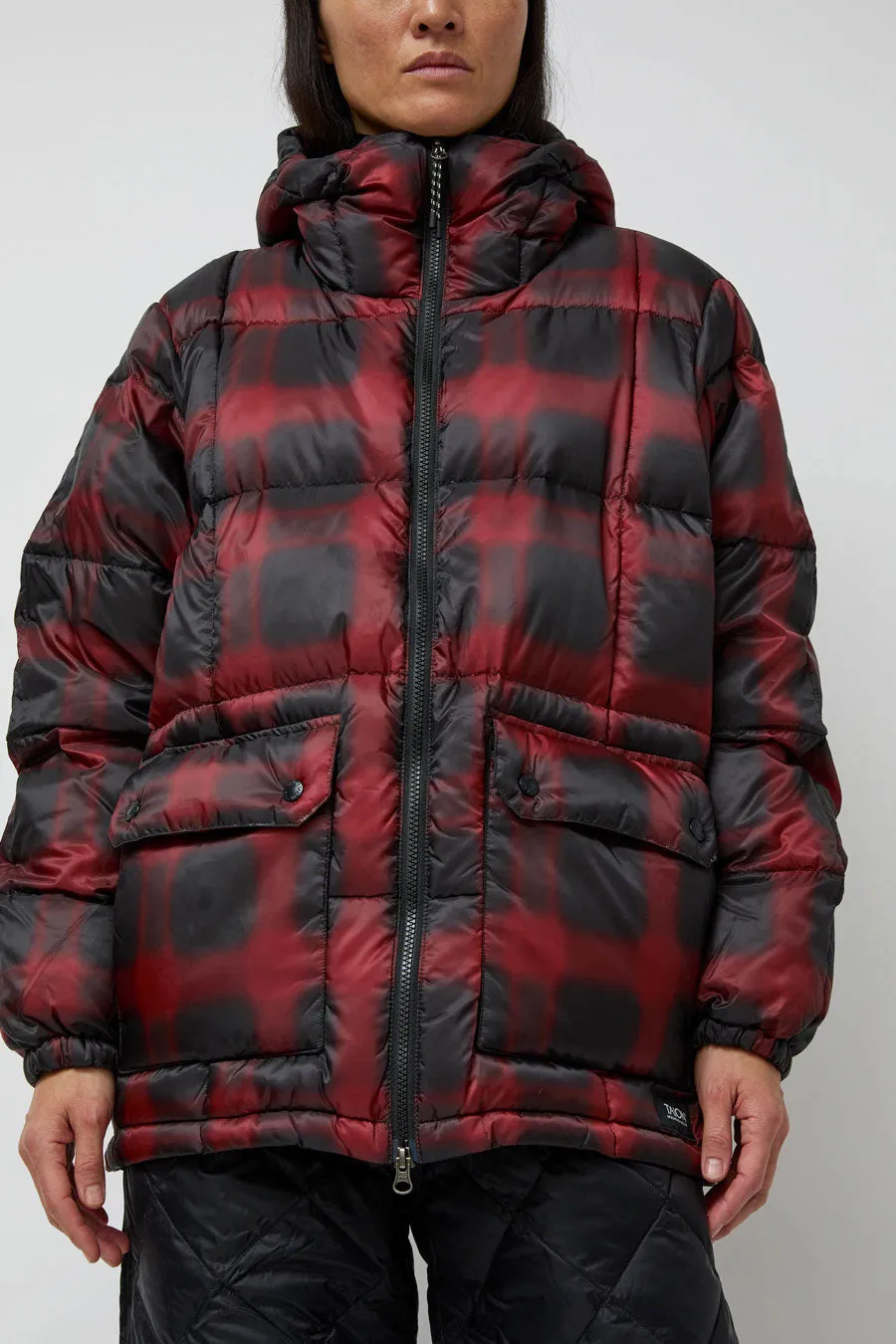 TAION Mountain Packable Volume Down Hoodie in Black and Red Check sold by No. 6 product image thumbnail 3