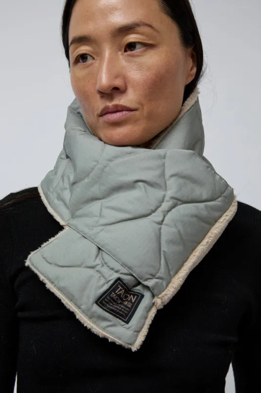 TAION Military Reversible Down Scarf in Dark Sage and Beige sold by No. 6