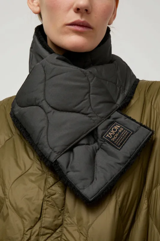 TAION Military Reversible Down Scarf in Charcoal and Black sold by No. 6