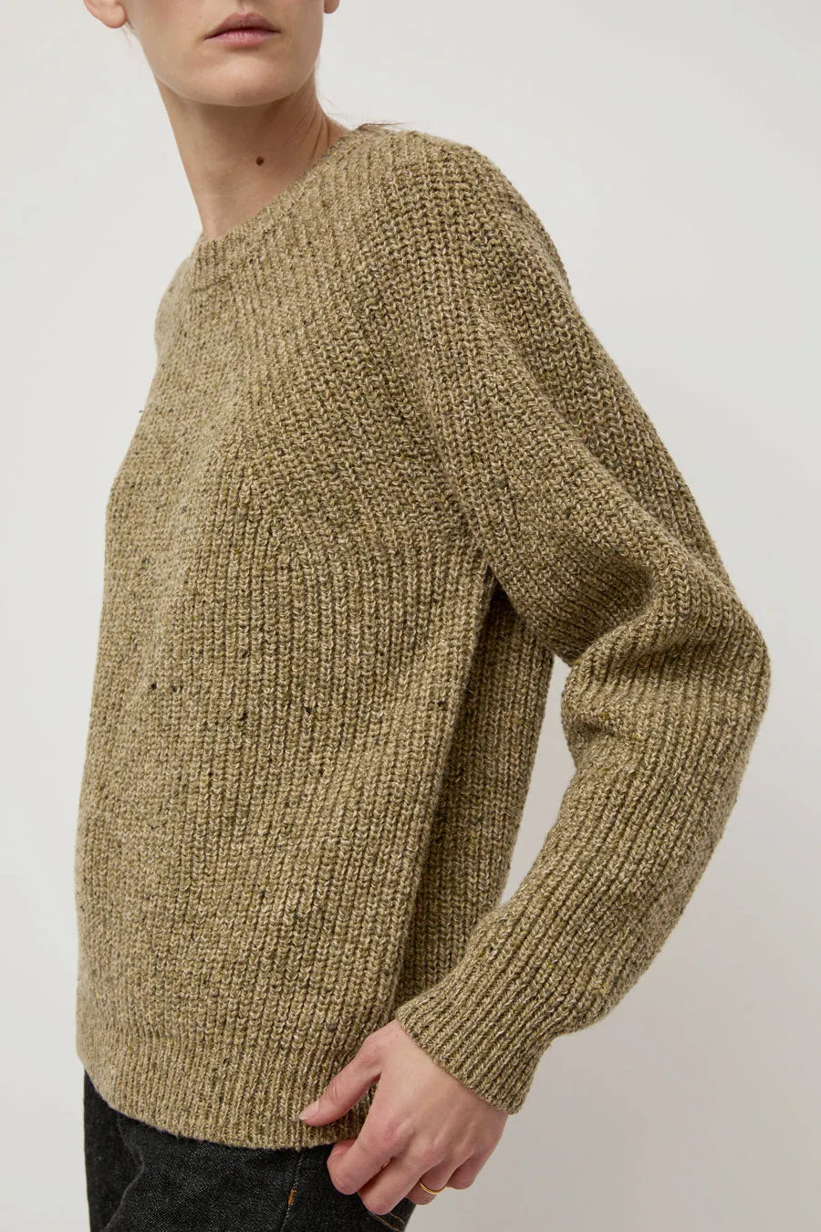 Batoner Tweed Signature Crewneck in Olive sold by No. 6 product image thumbnail 2