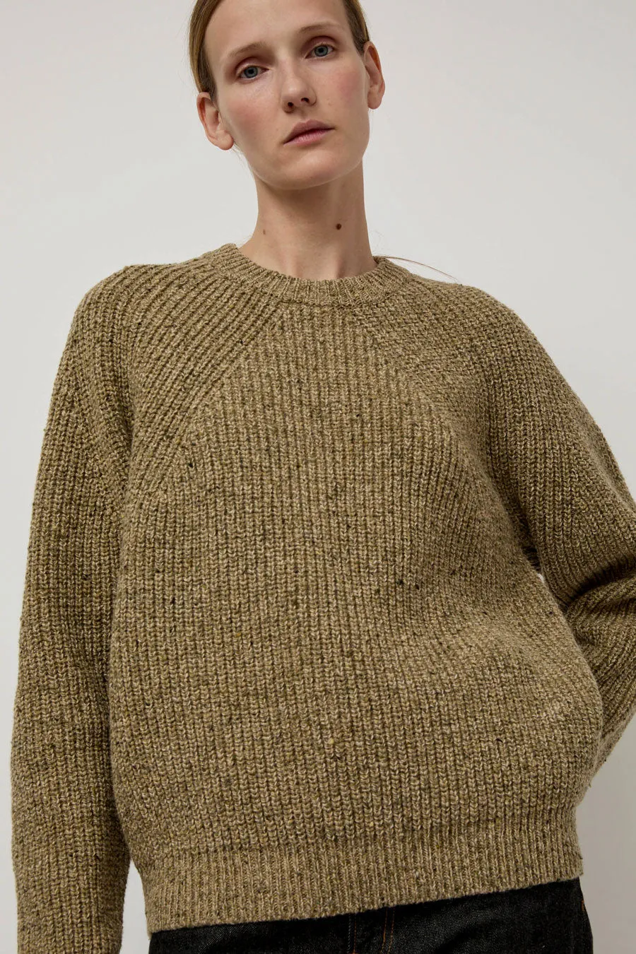 Batoner Tweed Signature Crewneck in Olive sold by No. 6 product image thumbnail 4