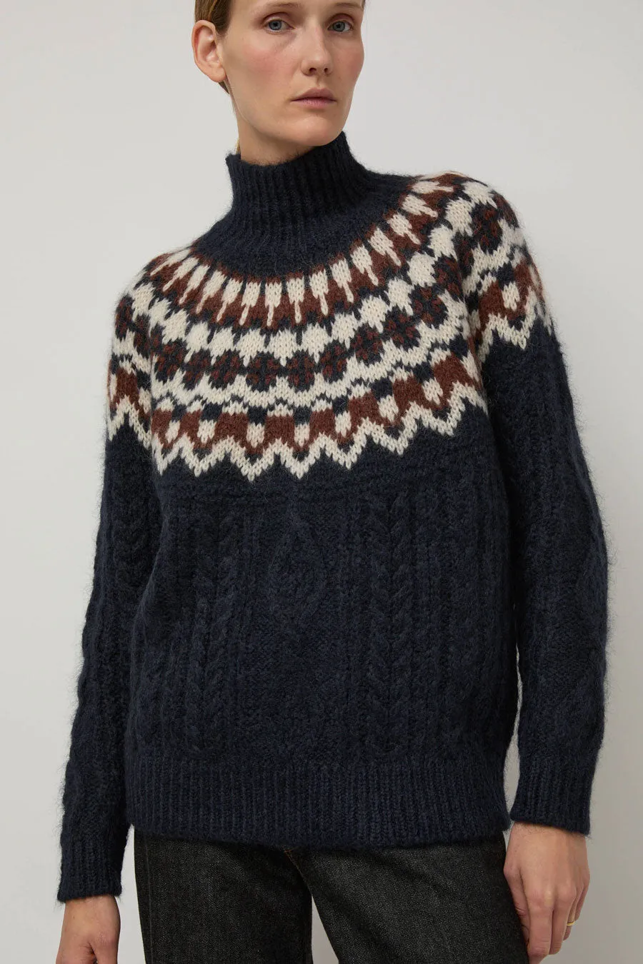 Batoner Nordic Mohair Turtleneck in Navy sold by No. 6