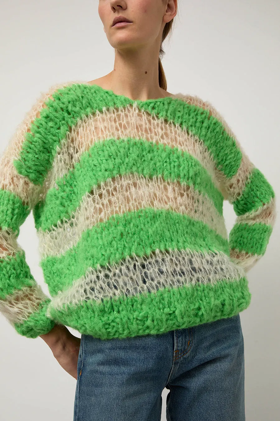 Guðrun & Guðrun Kavi Stripe Sweater in White and Green sold by No. 6 product image thumbnail 3