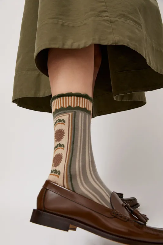 Exquisite J Tapestry Socks in Grey sold by No. 6