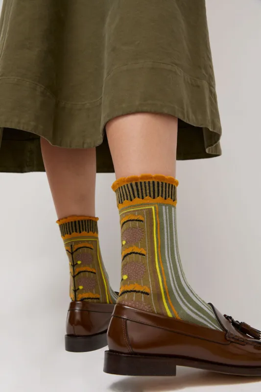 Exquisite J Tapestry Socks in Sage sold by No. 6