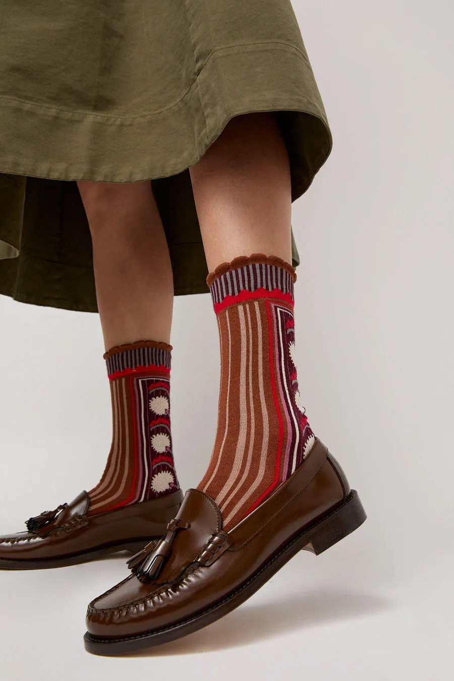 Exquisite J Tapestry Socks in Rust sold by No. 6 product image thumbnail 2