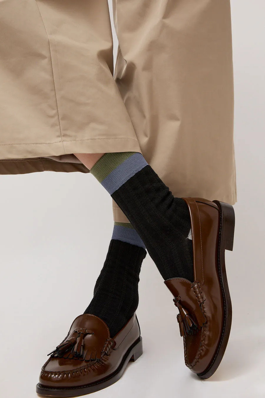 Exquisite J Colorblock Socks in Black sold by No. 6 product image thumbnail 2