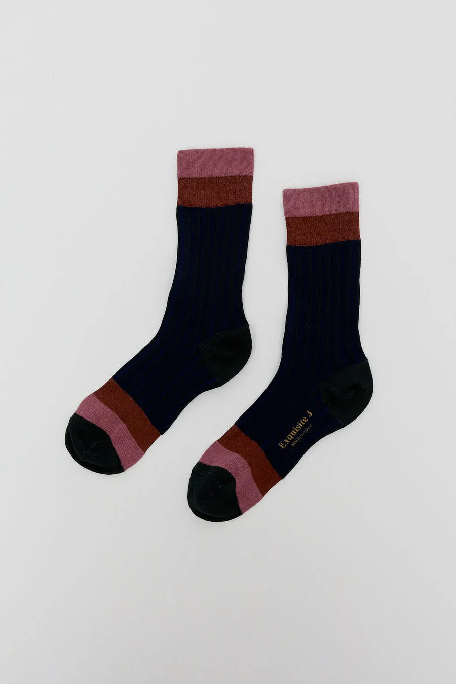 Exquisite J Colorblock Socks in Navy sold by No. 6 product image thumbnail 2