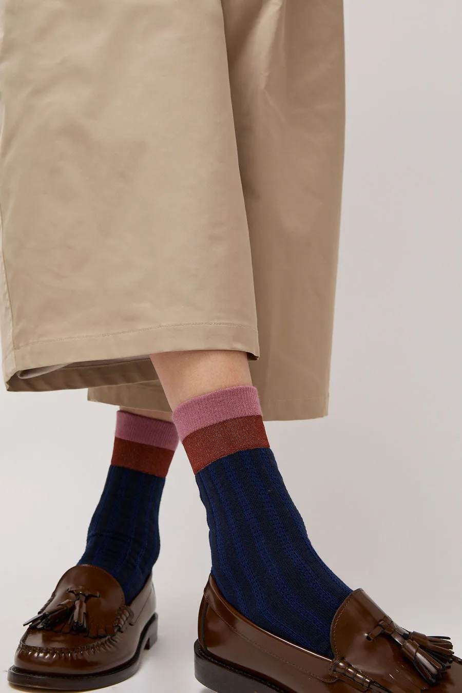 Exquisite J Colorblock Socks in Navy sold by No. 6 product image thumbnail 3