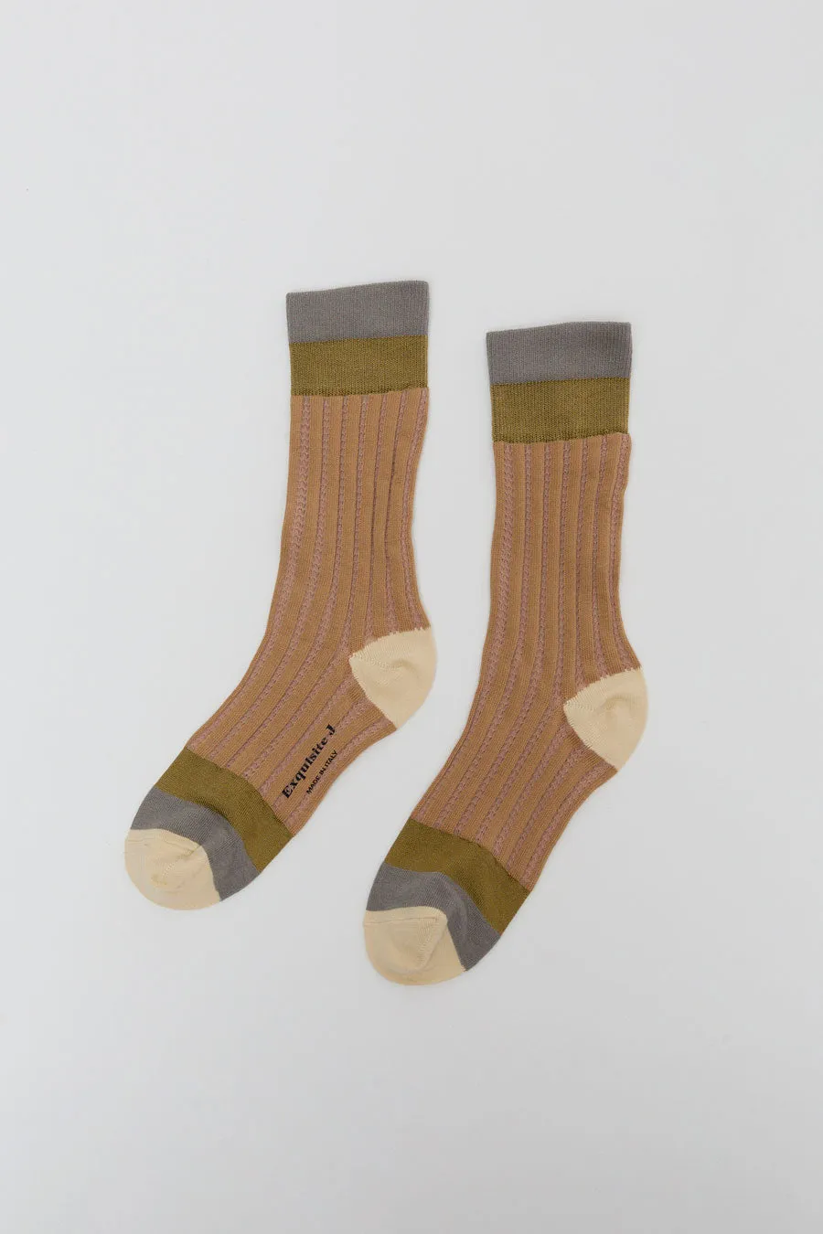 Exquisite J Colorblock Socks in Beige sold by No. 6