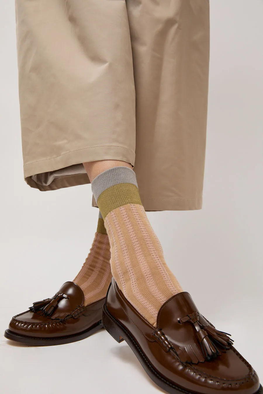 Exquisite J Colorblock Socks in Beige sold by No. 6 product image thumbnail 2