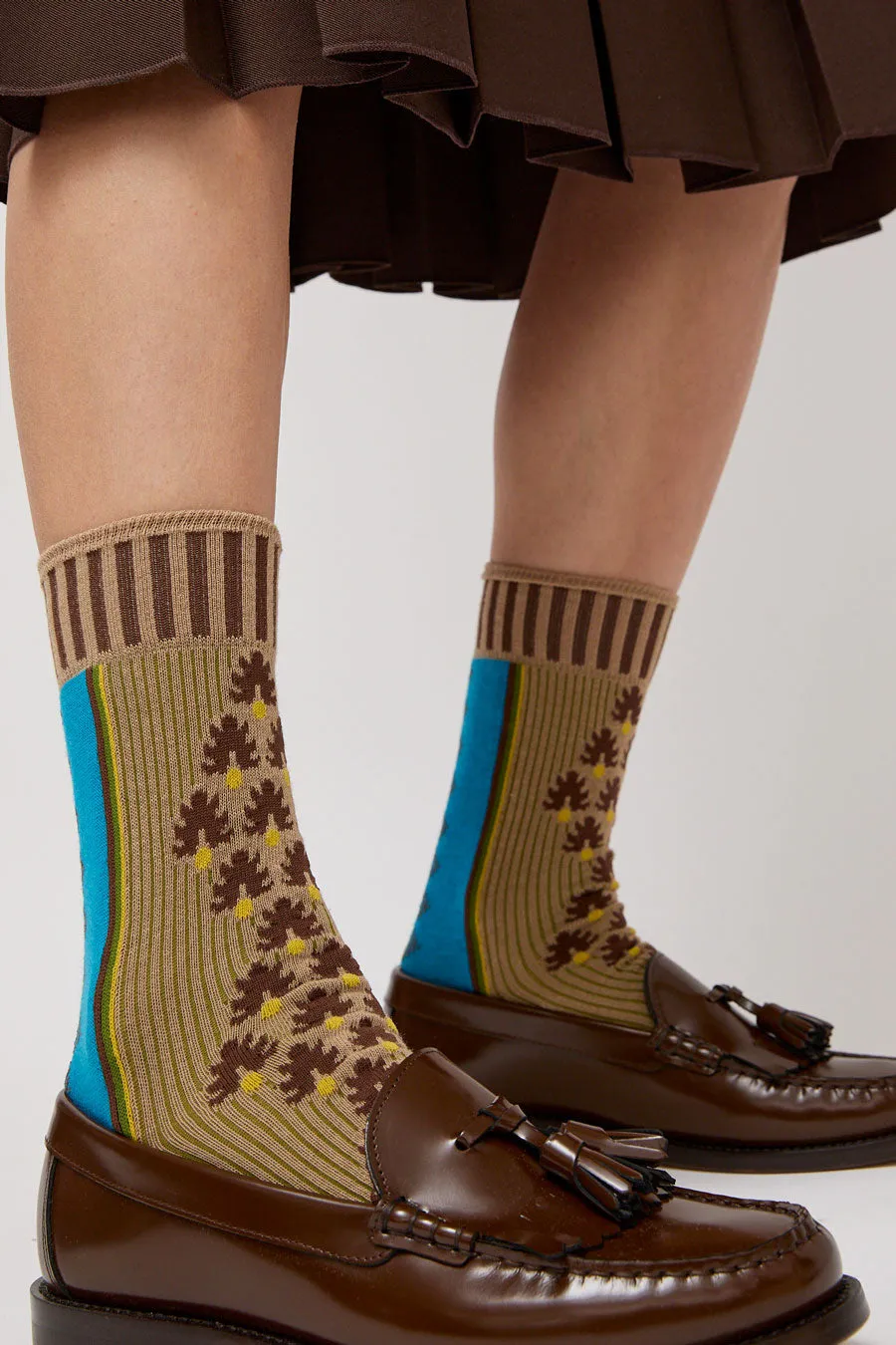 Exquisite J Graphic Socks in Khaki sold by No. 6 product image thumbnail 4