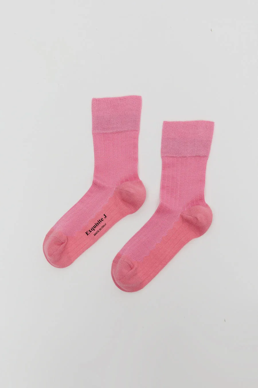 Exquisite J Short Cotton Viscose Socks in Pink sold by No. 6