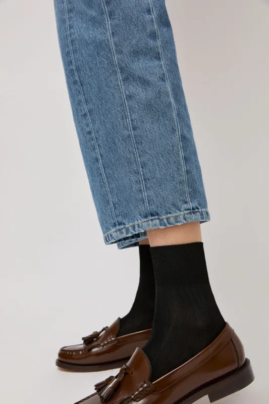Exquisite J Short Cotton Viscose Socks in Black sold by No. 6
