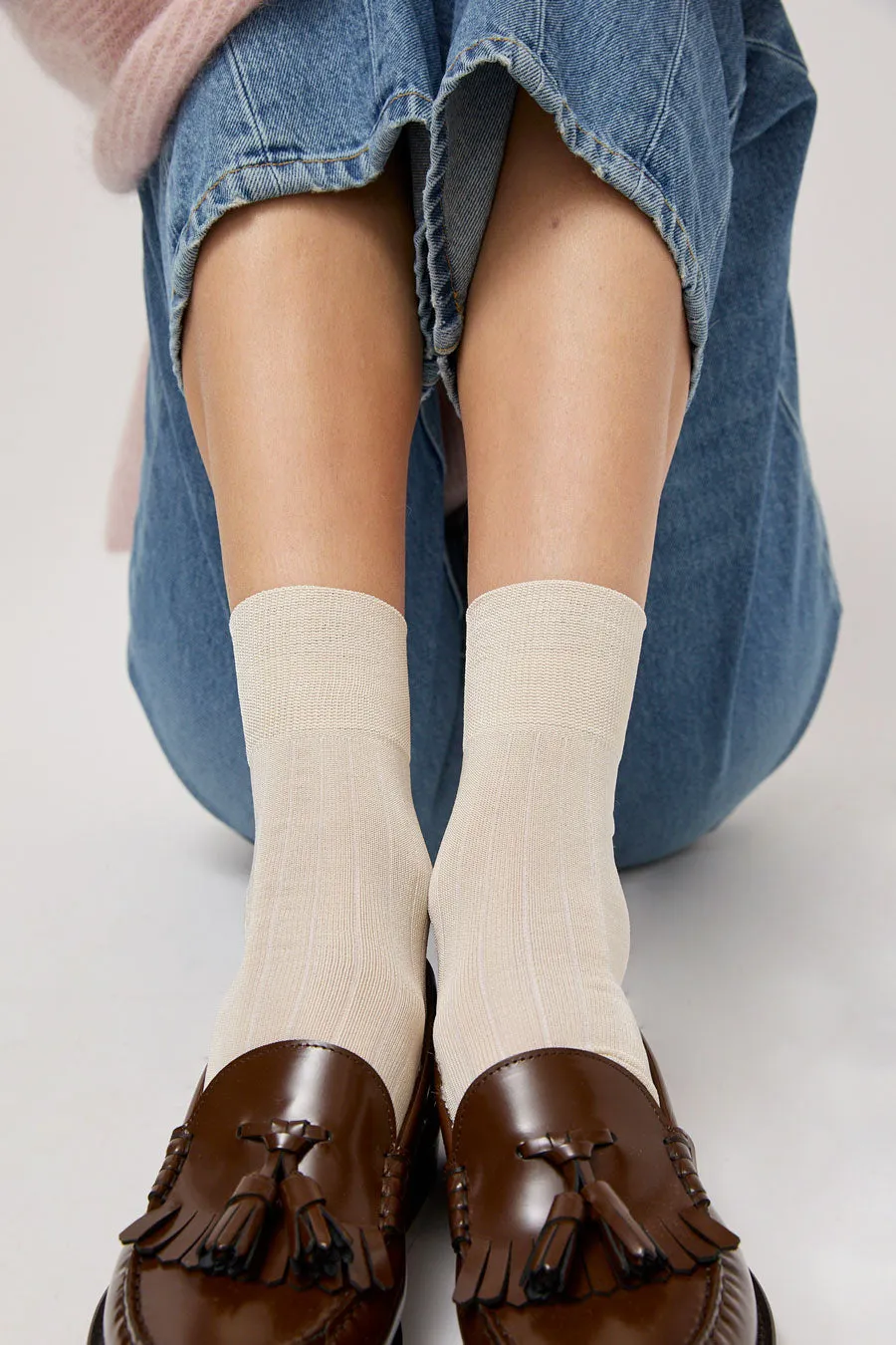 Exquisite J Short Cotton Viscose Socks in Cream sold by No. 6 product image thumbnail 3