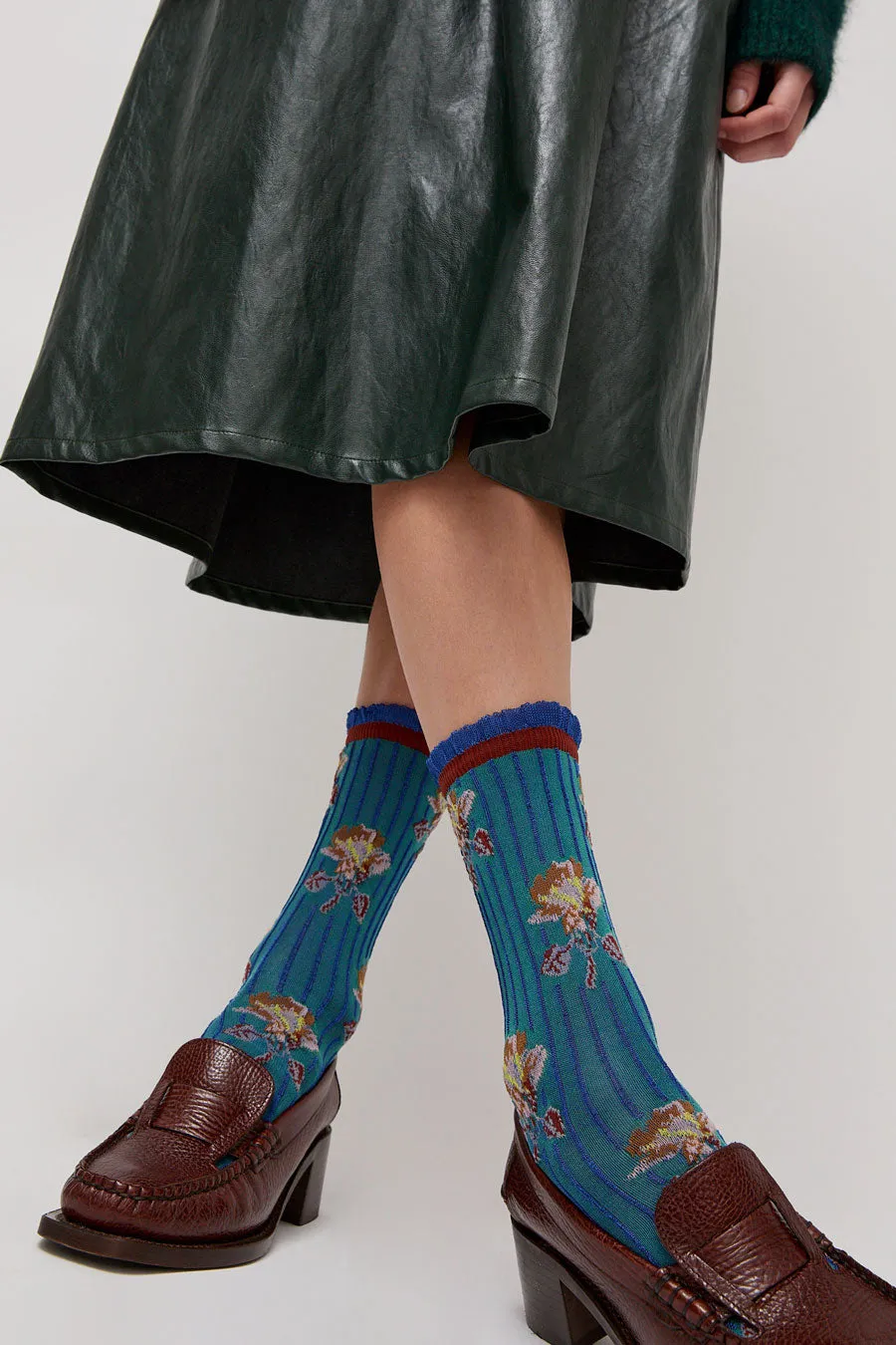 Exquisite J Short Flower Socks in Blue sold by No. 6 product image thumbnail 3