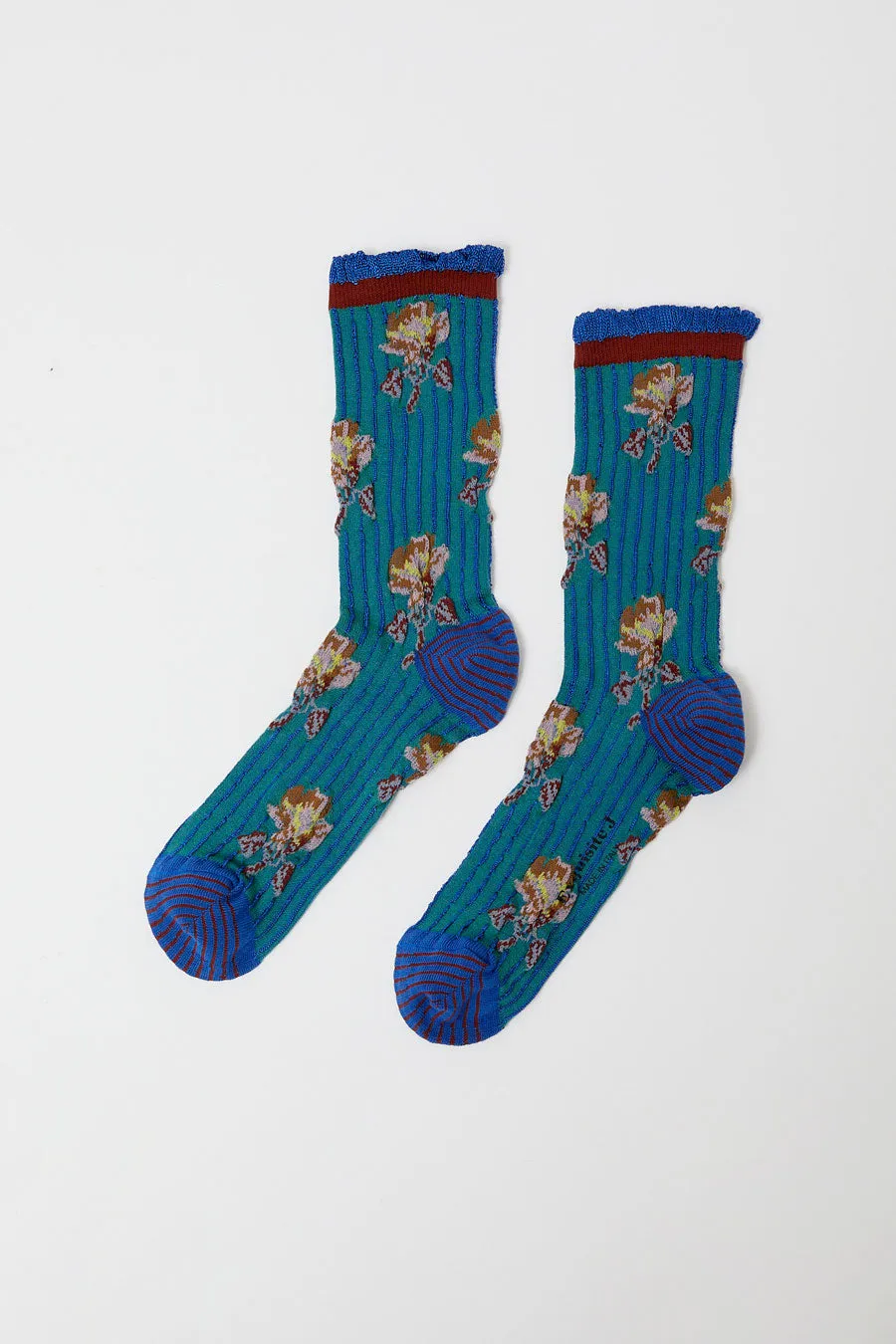 Exquisite J Short Flower Socks in Blue sold by No. 6 product image thumbnail 2
