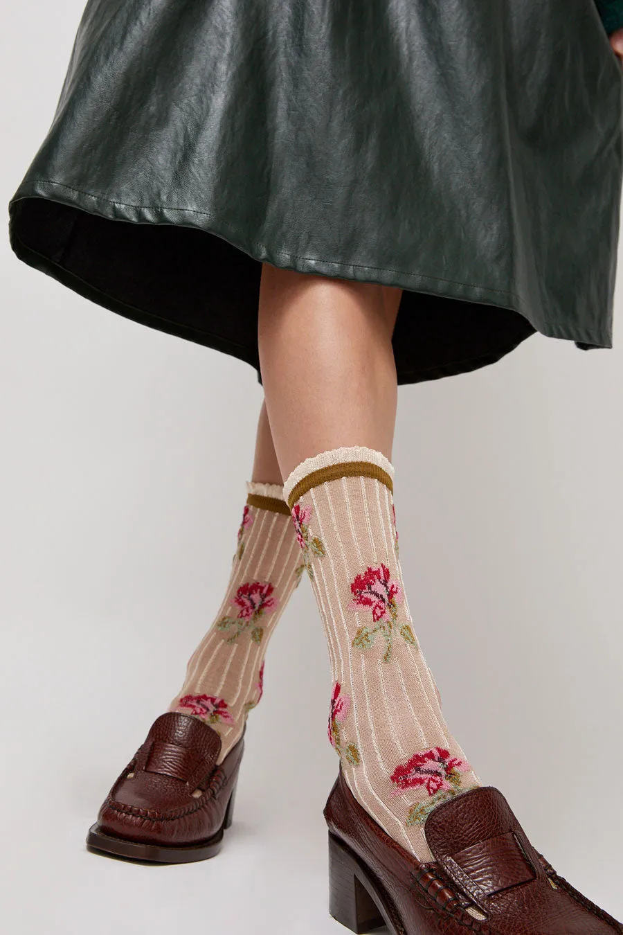 Exquisite J Short Flower Socks in Cream sold by No. 6 product image thumbnail 3