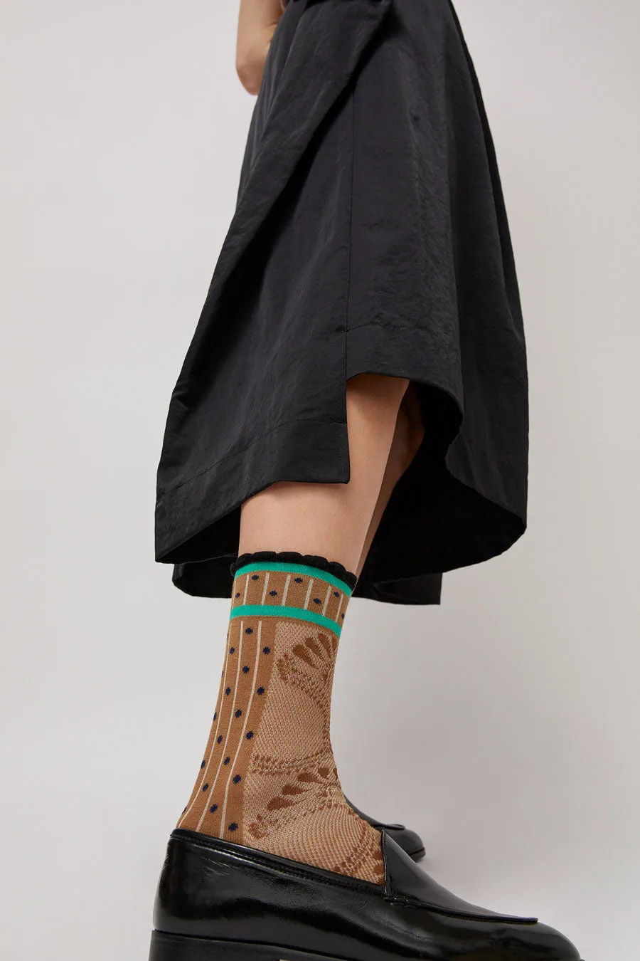 Exquisite J Paolina Jacquard Socks in Beige sold by No. 6 product image thumbnail 3