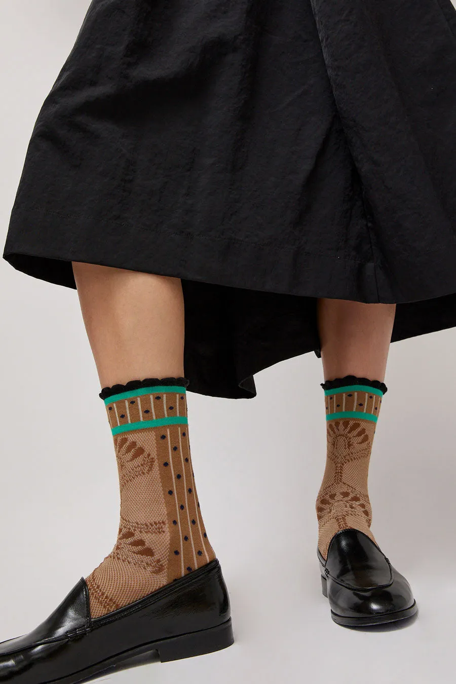 Exquisite J Paolina Jacquard Socks in Beige sold by No. 6 product image thumbnail 2