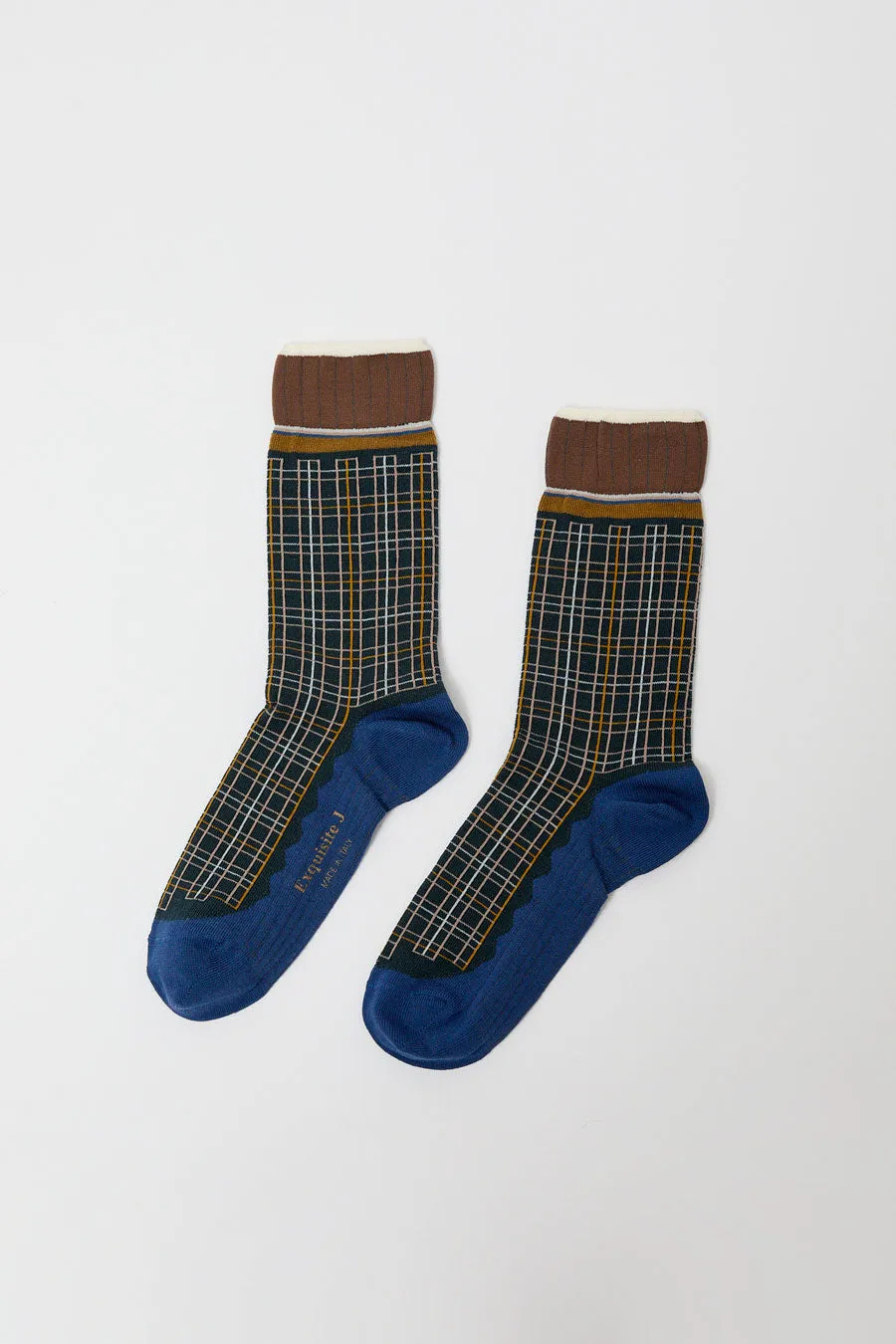 Exquisite J Plaid Socks in Navy sold by No. 6 product image thumbnail 2