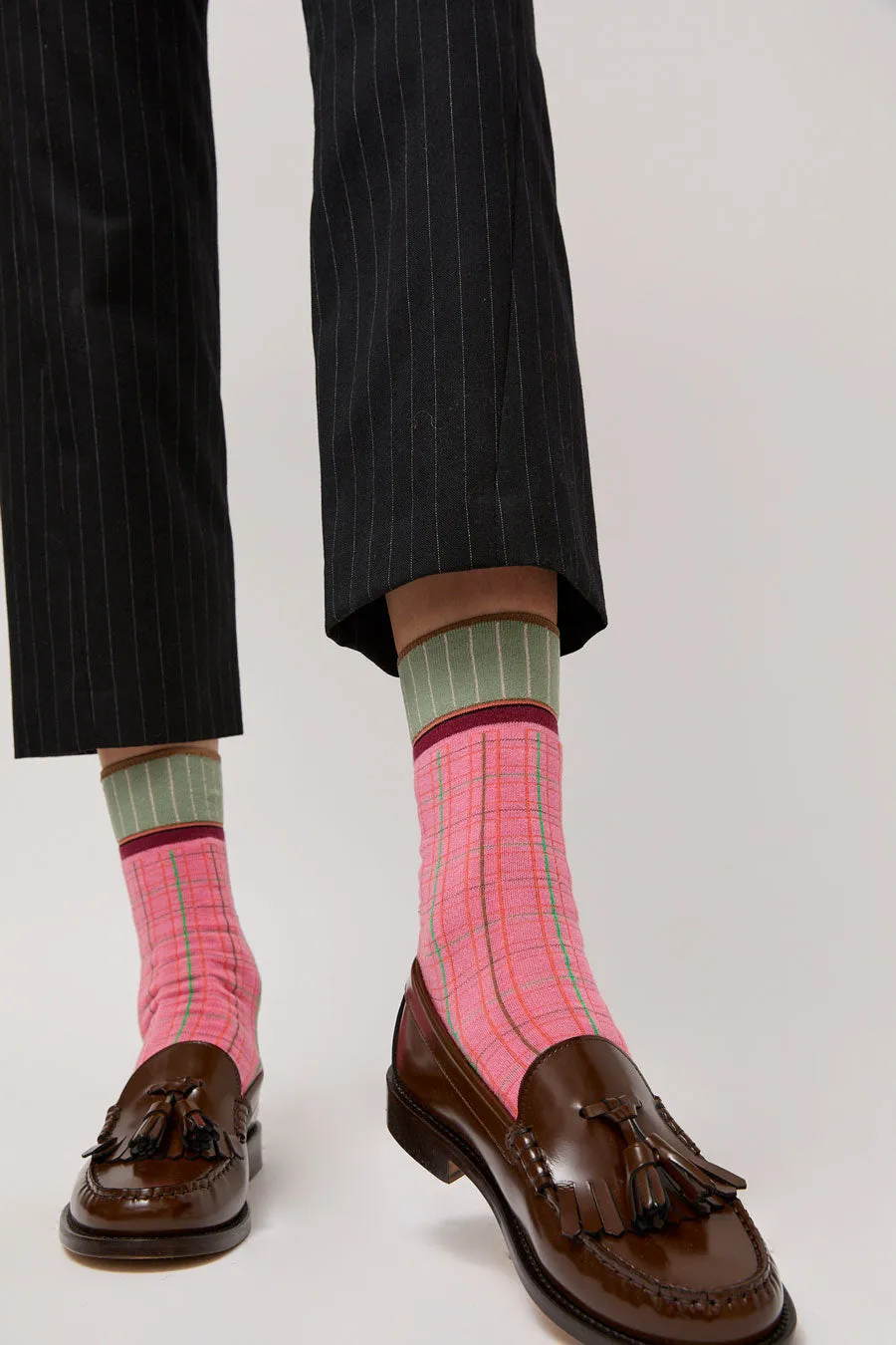 Exquisite J Plaid Socks in Pink sold by No. 6 product image thumbnail 3
