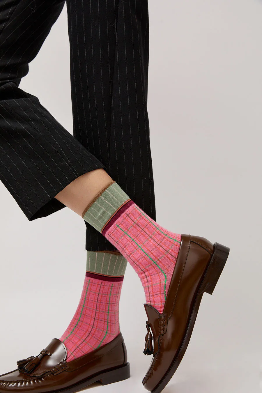 Exquisite J Plaid Socks in Pink sold by No. 6 product image thumbnail 2