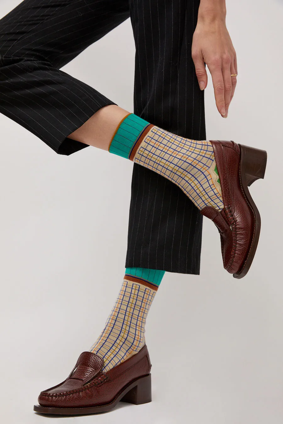 Exquisite J Plaid Socks in Cream sold by No. 6 product image thumbnail 2