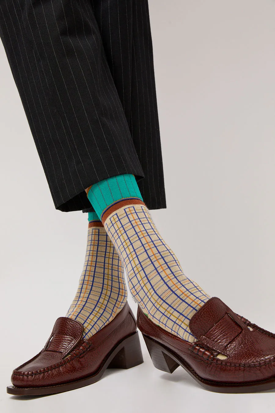 Exquisite J Plaid Socks in Cream sold by No. 6 product image thumbnail 4