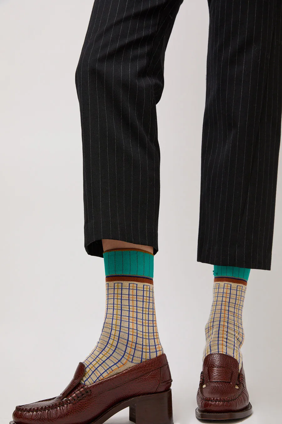 Exquisite J Plaid Socks in Cream sold by No. 6 product image thumbnail 3
