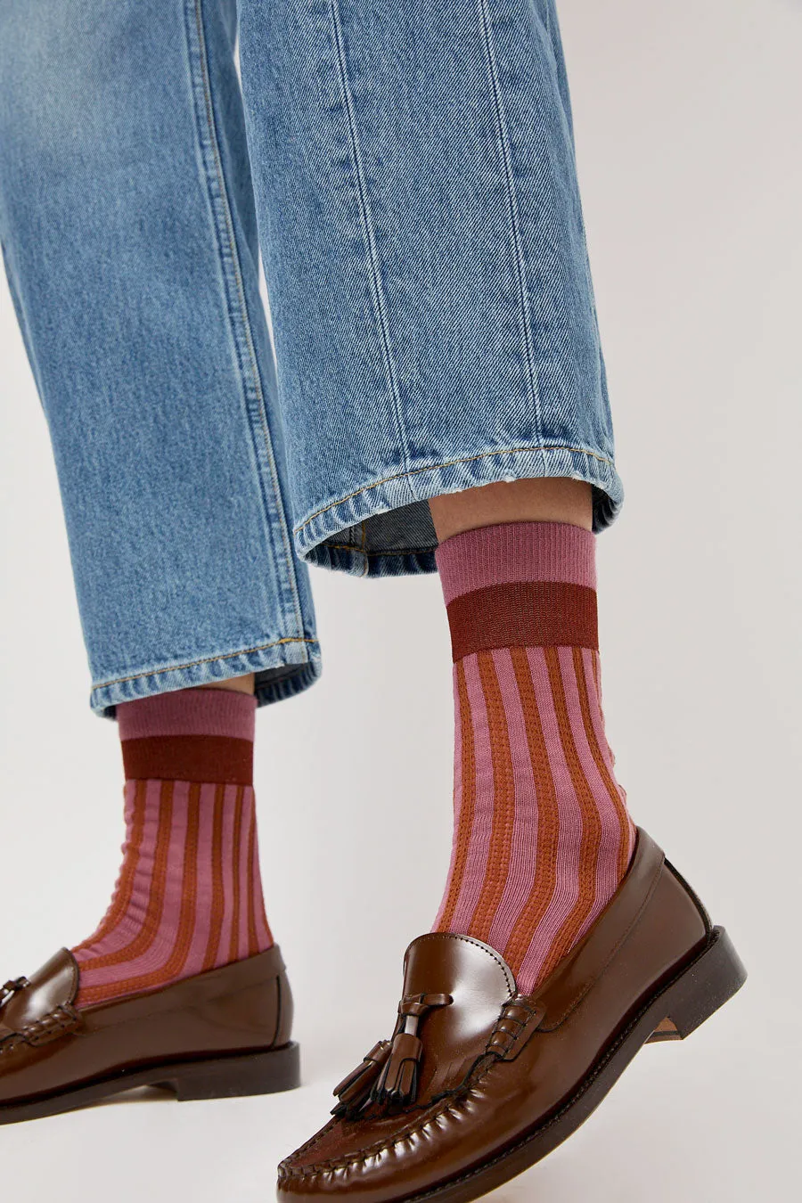 Exquisite J Stripe Socks in Rose sold by No. 6 product image thumbnail 3