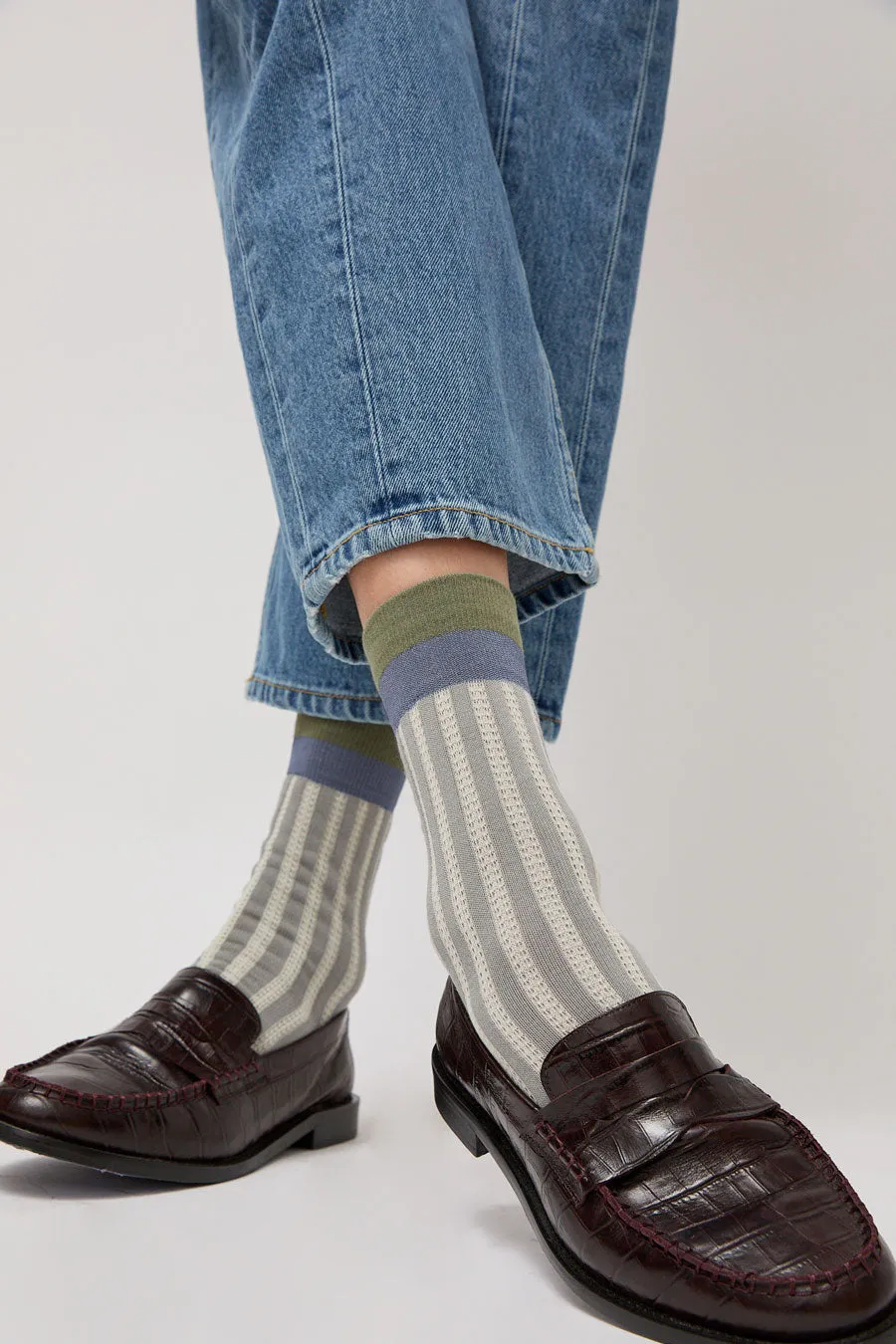 Exquisite J Stripe Socks in Grey sold by No. 6 product image thumbnail 4
