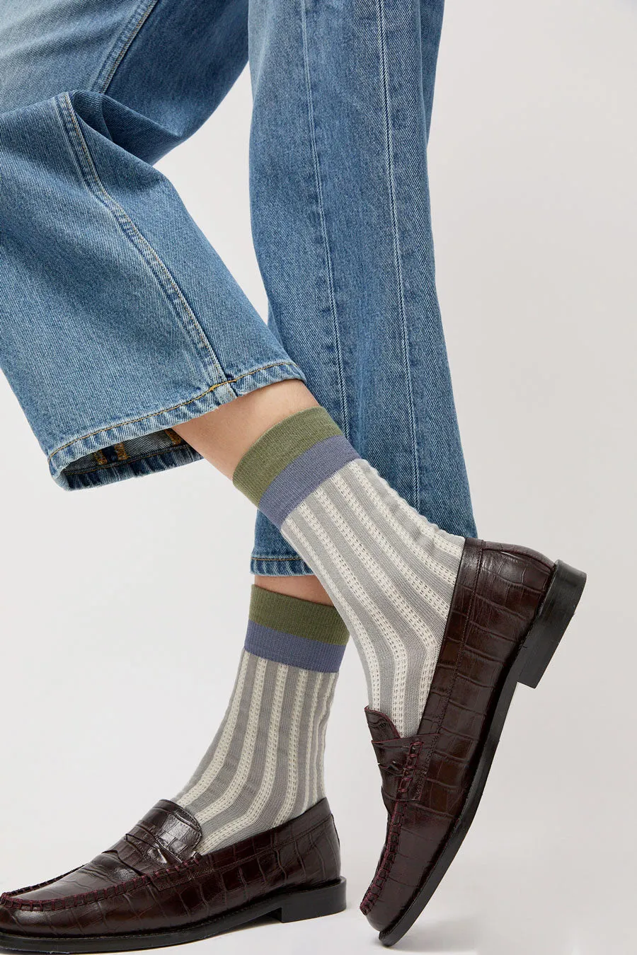 Exquisite J Stripe Socks in Grey sold by No. 6 product image thumbnail 2