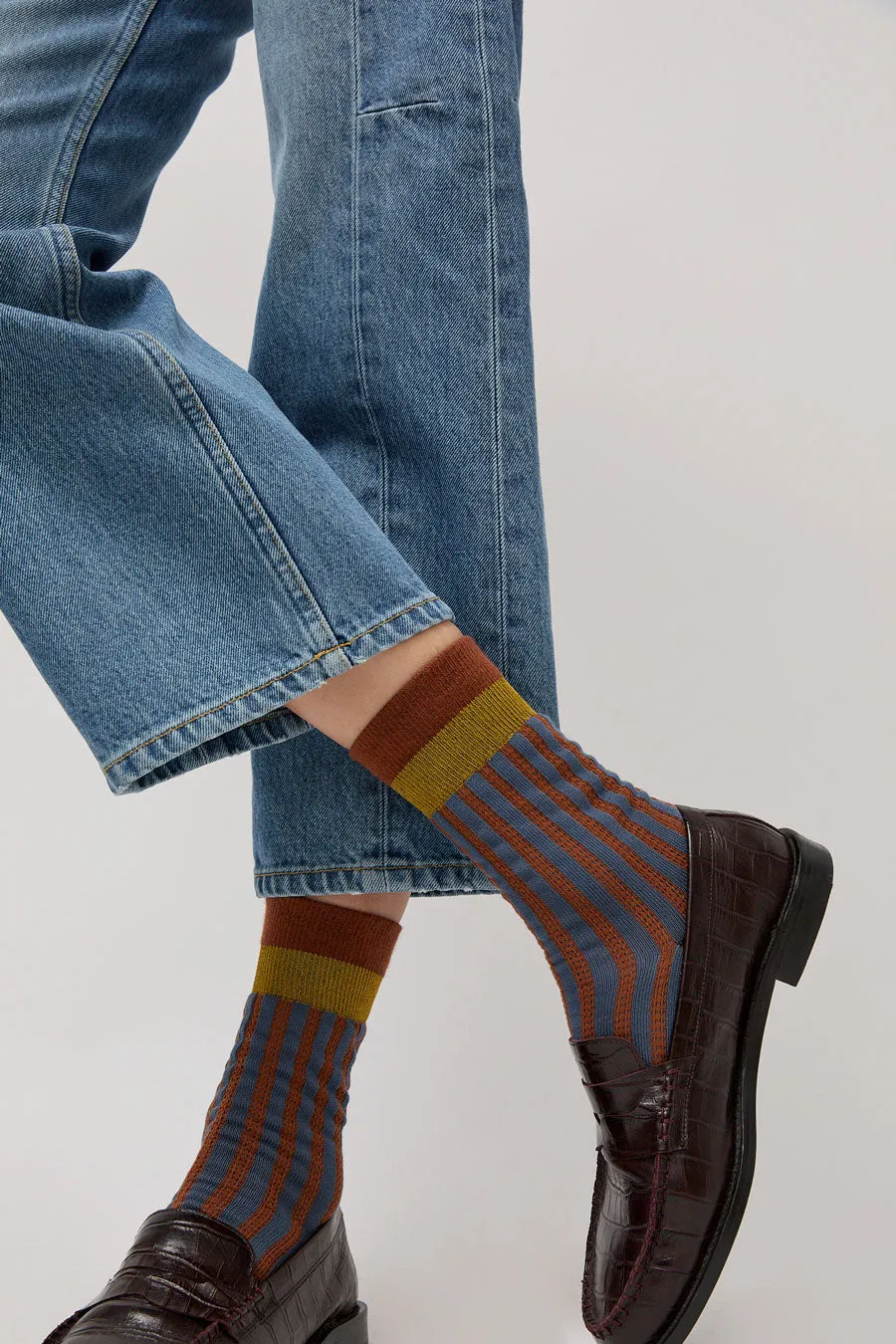 Exquisite J Stripe Socks in Blue sold by No. 6 product image thumbnail 4
