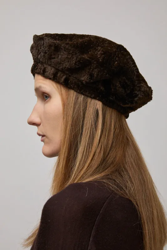 Muhlbauer Nessie Velvet Beret in Dark Brown made by No. 6