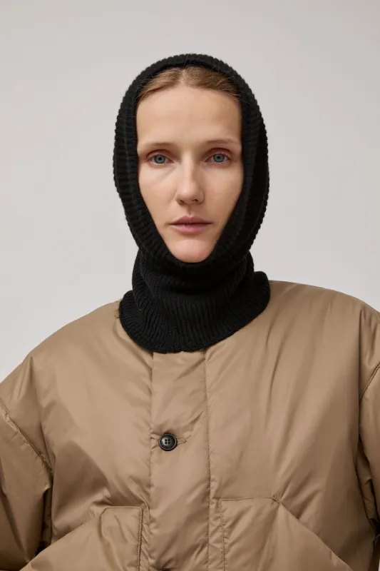 Muhlbauer Jael Ribbed Cashmere Hood in Black sold by No. 6