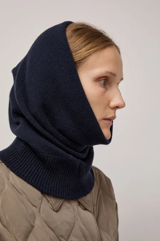 Muhlbauer Robyn Cashmere Hood in Navy sold by No. 6
