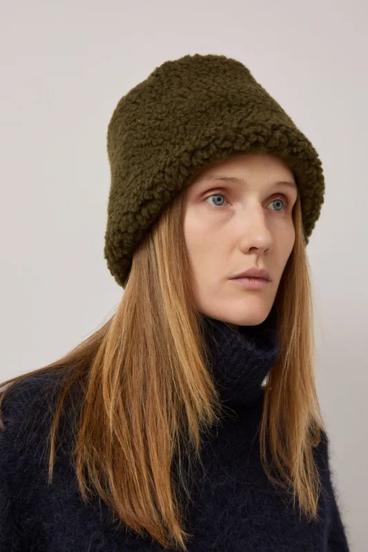 Muhlbauer Hedda Sherpa Wool Hat in Olive sold by No. 6