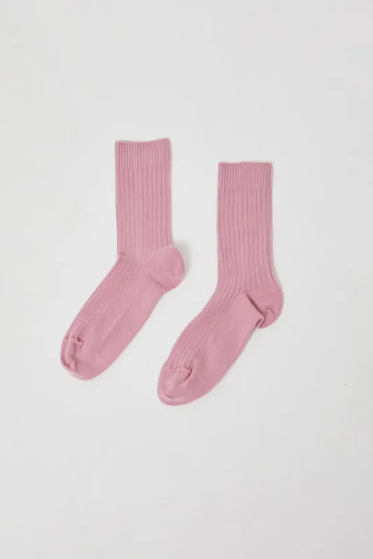 Baserange Rib Overankle Socks in Bridge Brown sold by No. 6