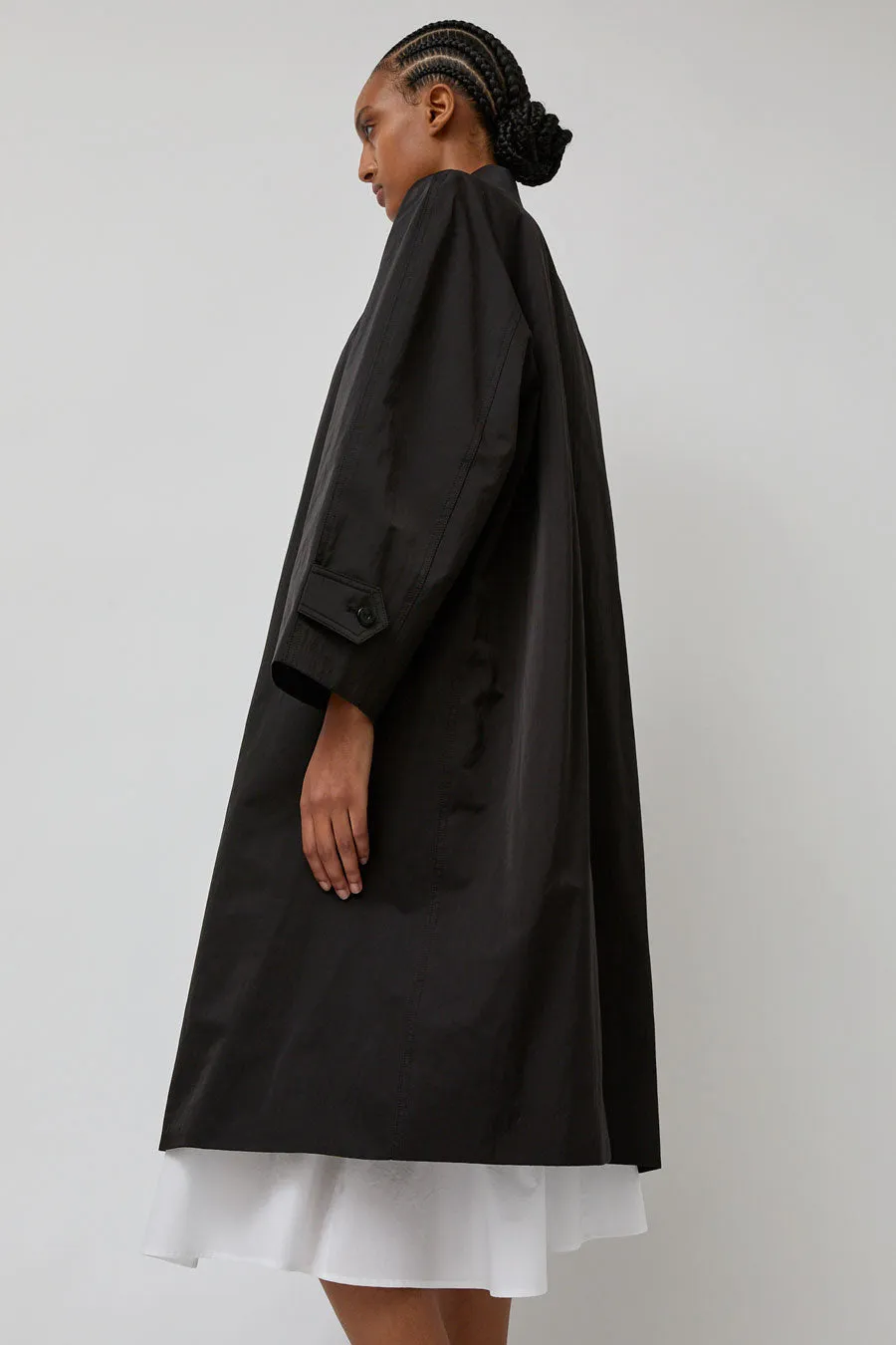 Nothing Written Nylon Volume Balmacaan Trench in Black sold by No. 6 product image thumbnail 4